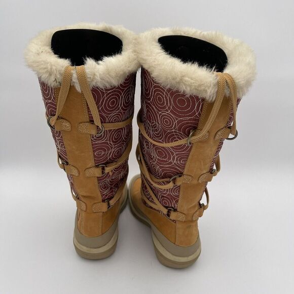 Timberland Burgundy and Tan Patterned Winter Boots - Picture 2 of 7